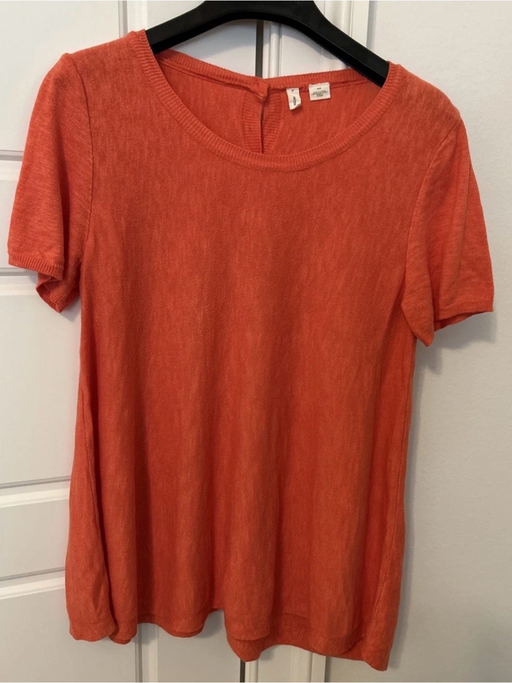 Moth Scoop Neck Short-Sleeve Top - Coral Orange
